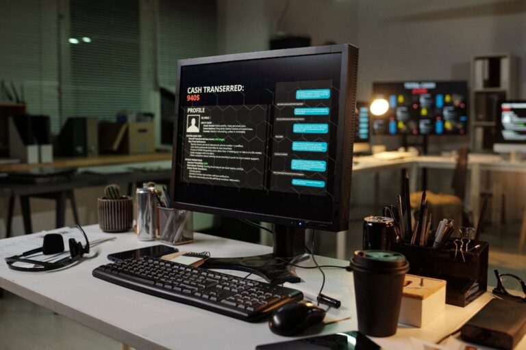 Un ordinateur de bureau allumé avec un logiciel AS/400