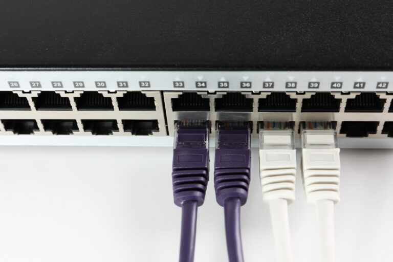 Des câbles réseaux connectés à un interrupteur