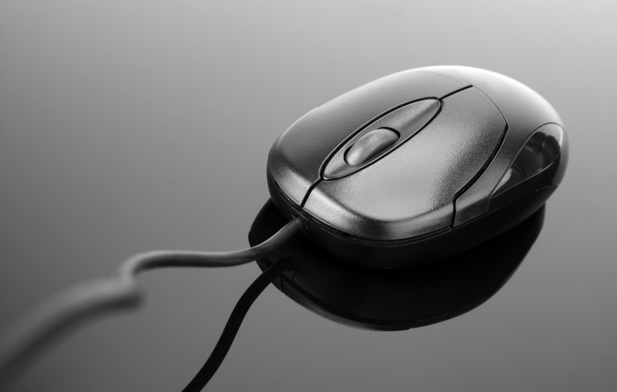Une souris noire sur la table
